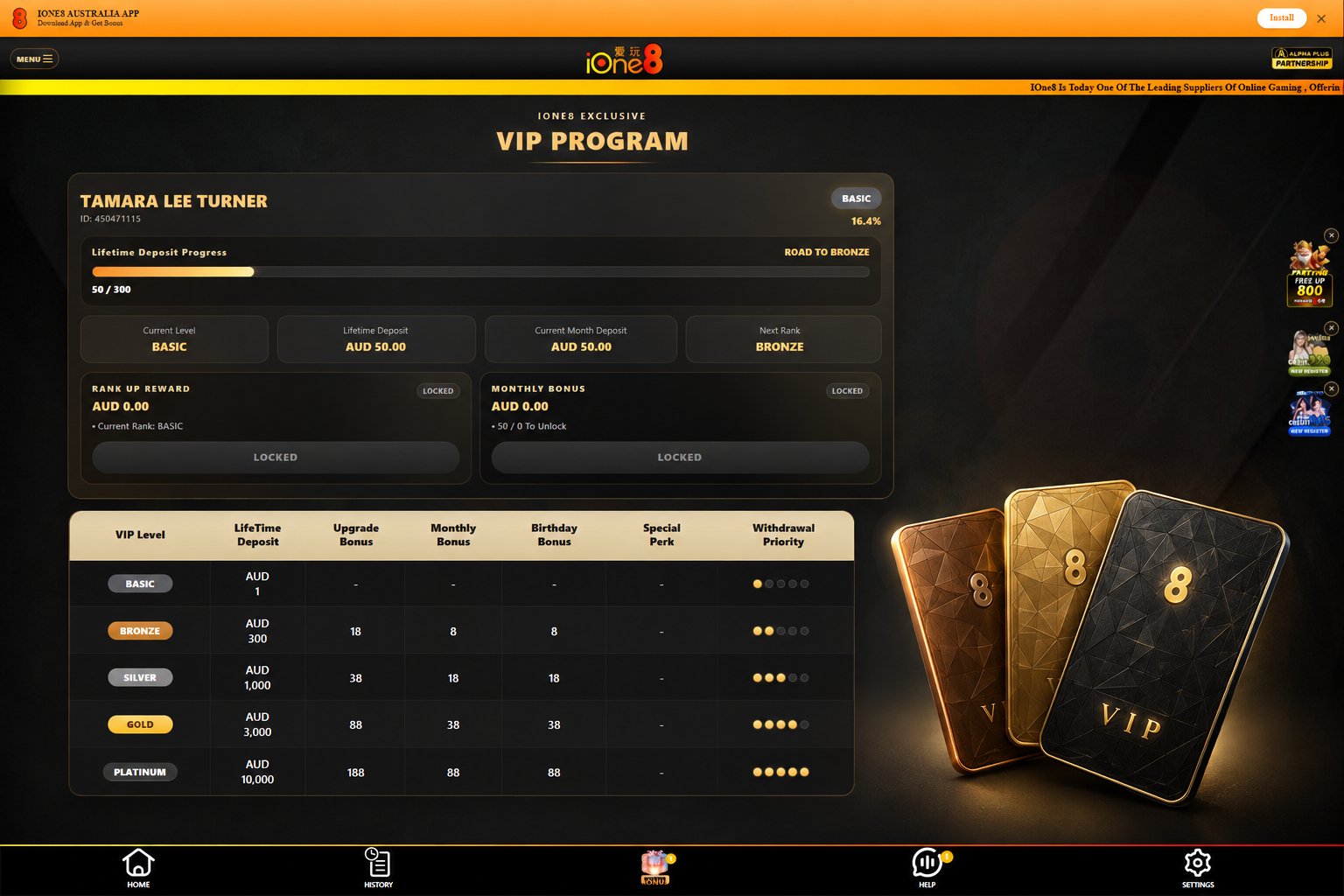IOne8 Australia VIP program